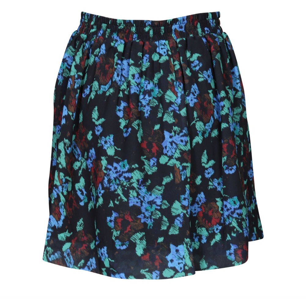 NWT Ganni Bette's Floral Printed Button Crepe Smock Mini Skirt, 4